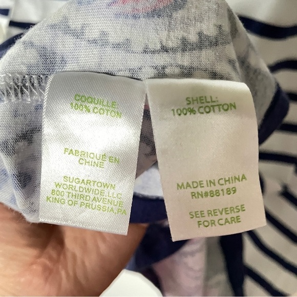 Lilly Pulitzer Beacon Mini Dress Serene Stripe Boatneck 3/4 Sleeve Pima Cotton M - Picture 9 of 9